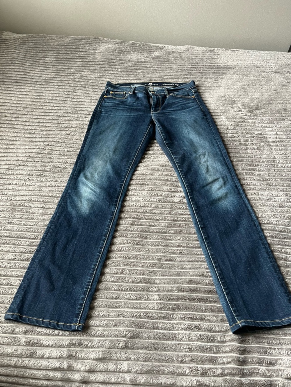 7 For All Mankind Women's Straight Leg Jeans - Indigo Blue